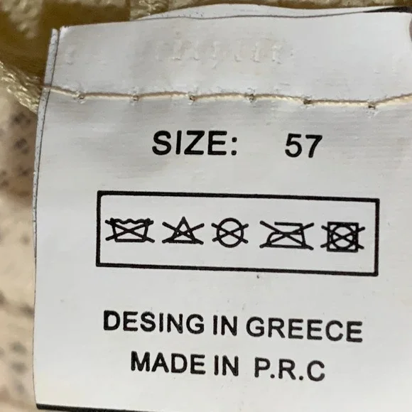 Somas Accessories Greece Beige Crochet Wide Brim Sun Hat Pearl Charm Sz 57 Lace - Picture 6 of 16